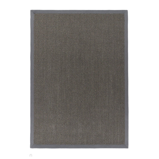 Sisal Border Plain Hand-Woven Textured Natural Fibre Flatweave Dark Grey/Grey Border Rug