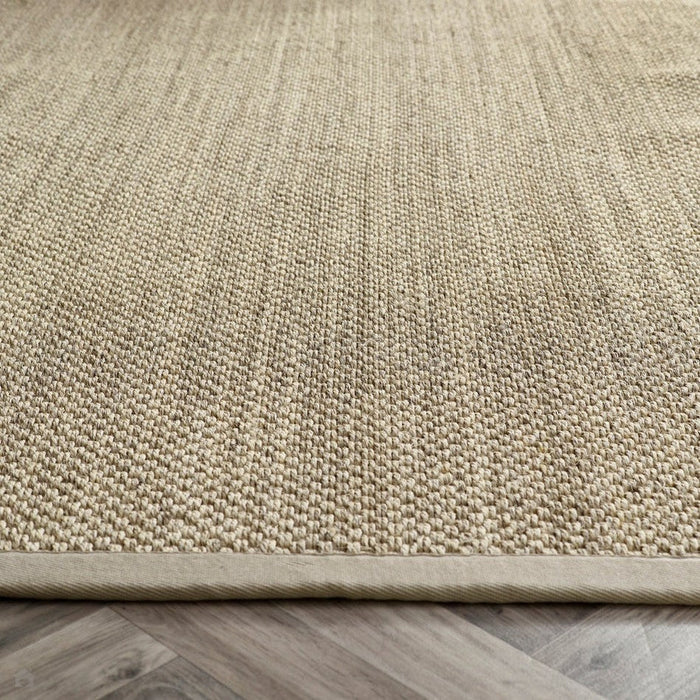 Sisal Border Plain Hand-Woven Textured Natural Fibre Flatweave Light Beige/Sand Border Rug