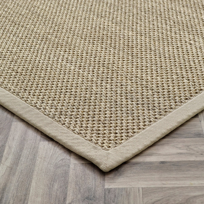 Sisal Border Plain Hand-Woven Textured Natural Fibre Flatweave Light Beige/Sand Border Rug