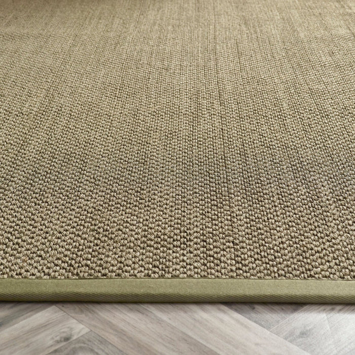 Sisal Border Plain Hand-Woven Textured Natural Fibre Flatweave Sage Green/Sage Border Rug