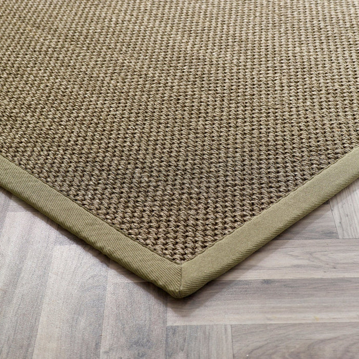 Sisal Border Plain Hand-Woven Textured Natural Fibre Flatweave Sage Green/Sage Border Rug