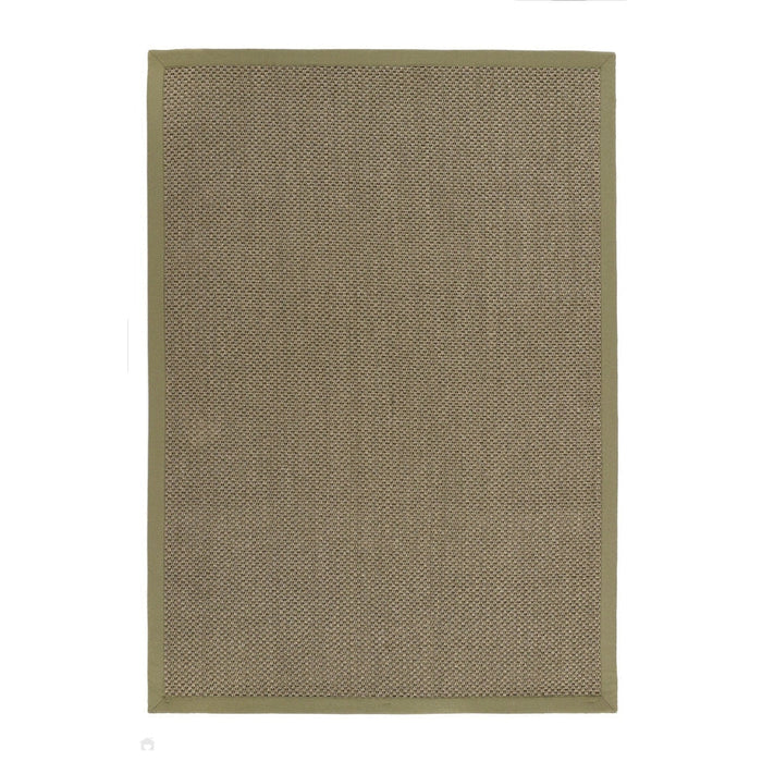 Sisal Border Plain Hand-Woven Textured Natural Fibre Flatweave Sage Green/Sage Border Rug