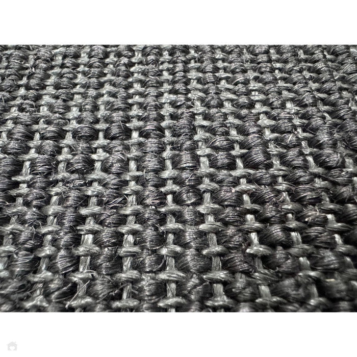 Sisal Cotton Border Plain Natural Fibre Ribbed Textured Flatweave Black/Black Rug