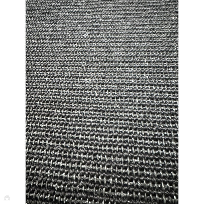 Sisal Cotton Border Plain Natural Fibre Ribbed Textured Flatweave Black/Black Rug