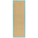 Sisal Cotton Border Plain Natural Fiber Ribbed Textured Flatweave Linen/Aqua Runner