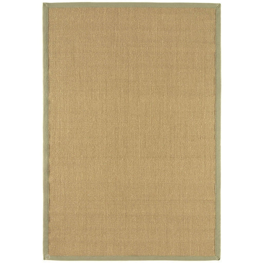 Sisal Cotton Border Plain Natural Fiber Ribbed Textured Flatweave Linen/Sage Rug