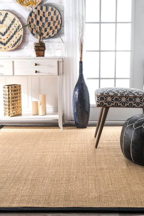 Sisal Herringbone Area Rug in Black 50x76 cm