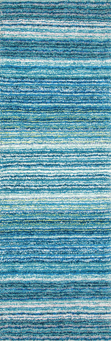 Tappeto a pelo lungo a righe azzurro cielo 160x230 cm