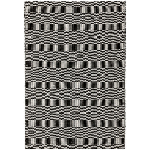 Sloan Modern Geometric Hand-Woven Wool&Cotton Soft-Touch Durable Textured Flatweave Black Rug