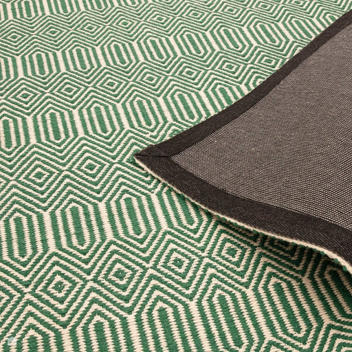 Sloan moderne geometrisk håndvevd ull og bomull myk berøring holdbar strukturert flatweave green runner