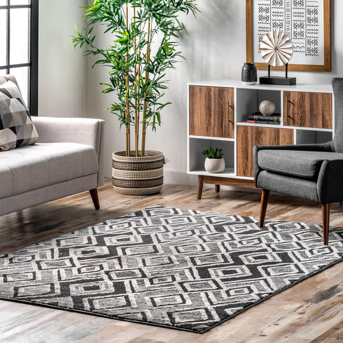Soft Grey Diamond Rug for Living Room and Bedroom