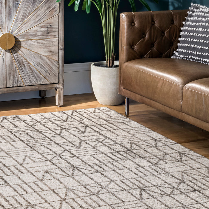 Soft Grey Runic Area Rug for Home Decor