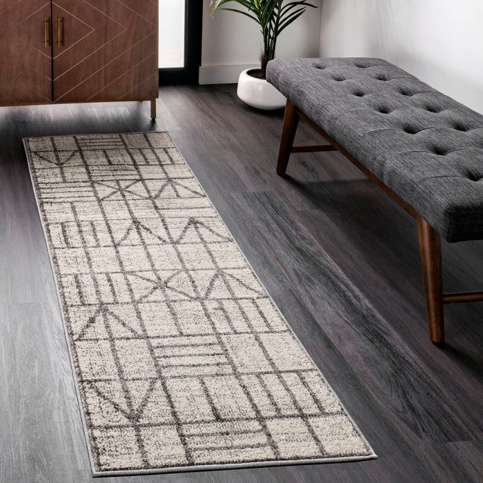 Soft Grey Runic Area Rug for Home Decor