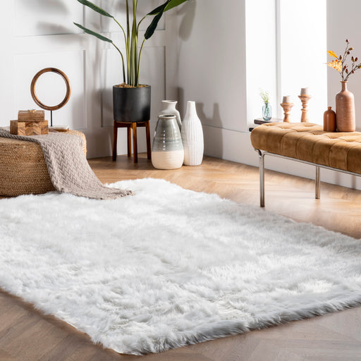 Soft White Shag Area Rug 60x90 cm