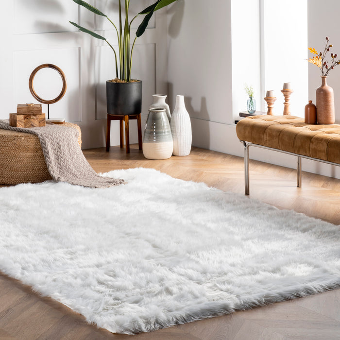 Soft White Shag Area Rug 60x90 cm