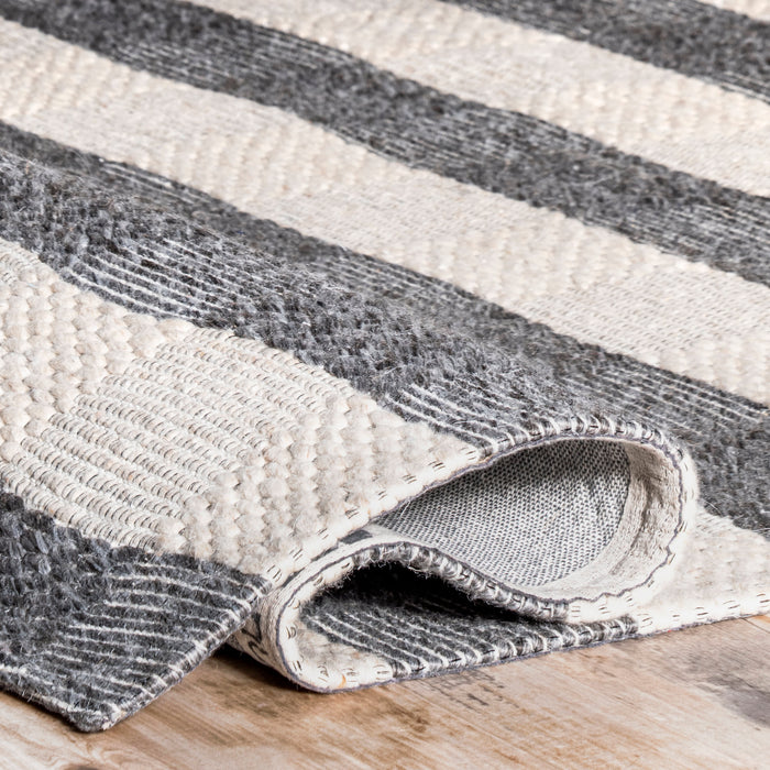 Sophie Grey Striped Wool Area Rug 152x244 cm
