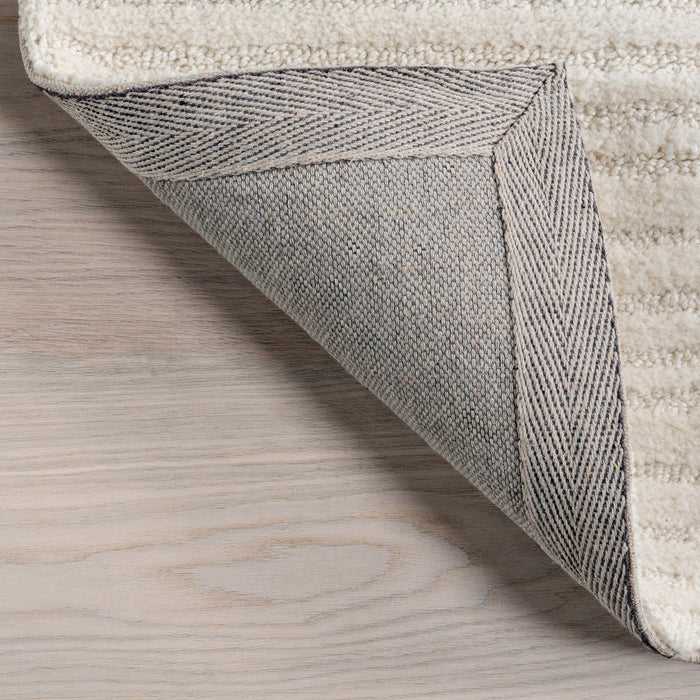 Southwest Wool Area Rug 152x244 cm Ivory Striped Design