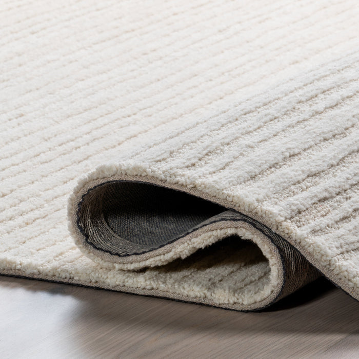 Southwest Wool Area Rug 152x244 cm Ivory Striped Design