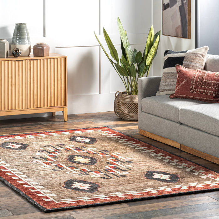 Southwestern Geometric Area Rug 150x230 cm brun