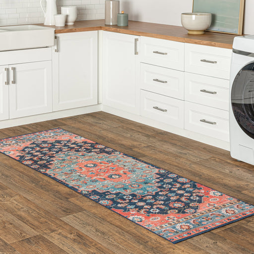 Southwestern Machine Washable Area Rug Blue 170x240 cm