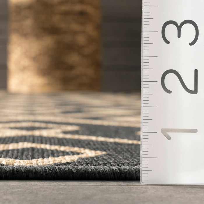 Spearhead Trellis Rug 60x90cm Indoor Outdoor Charcoal