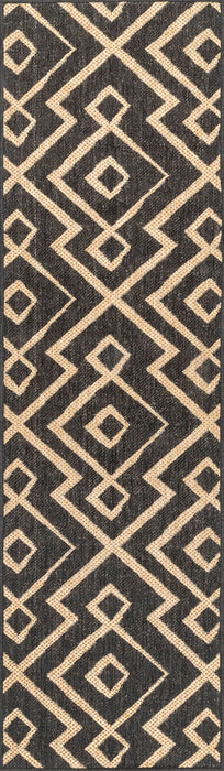 Spearhead Trellis Rug 60x90cm Indoor Outdoor Charcoal