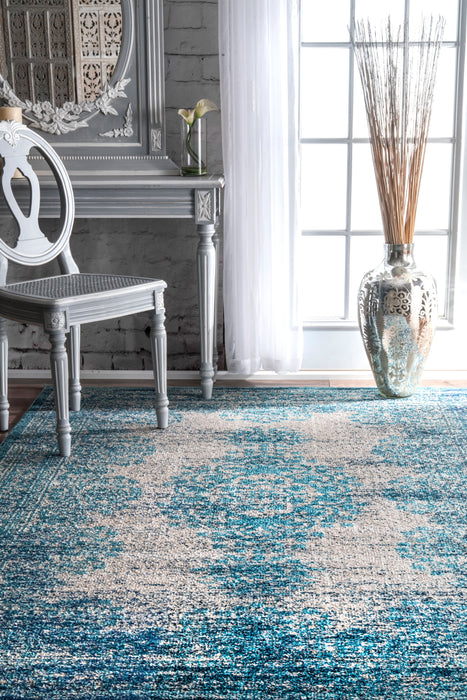 Speckled Blue Medallion Area Rug 120x180 cm