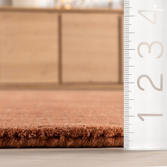 Speckled Wool-Blend Area Rug in Brick Color