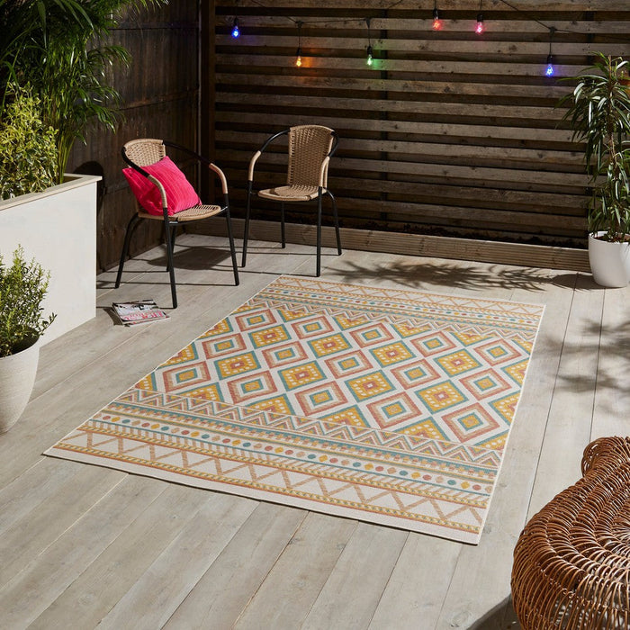 Spectrum E3145 Modern Abstract Durable Stain-Resistant Weatherproof Flatweave In-Outdoor Multicolour Rug
