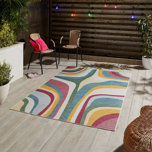 Spectrum E9333 Modern Abstract Durable Stain-Resistant Weatherproof Flatweave In-Outdoor Multicolour Rug
