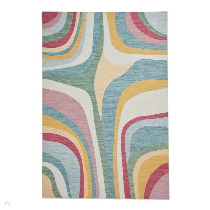 Spectrum E9333 Modern Abstract Durable Stain-Resistant Weatherproof Flatweave In-Outdoor Multicolour Rug