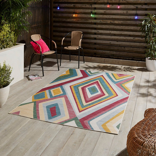 Spectrum E9335 Modern Abstract Durable Stain-Resistant Weatherproof Flatweave In-Outdoor Multicolour Rug