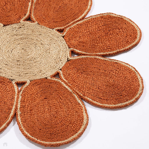 Spinningfields Jute Single Flower Orange Round Rug