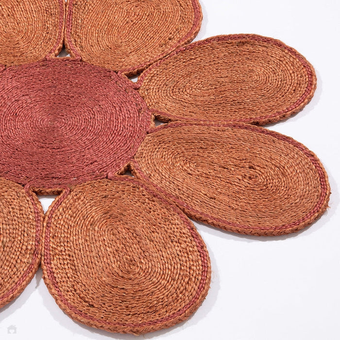 Spinningfields Jute Single Flower Pink Round Rug