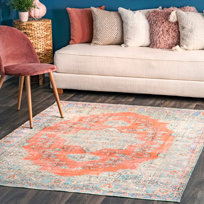 Star Medallion Area Rug 160x230 cm Rust Color