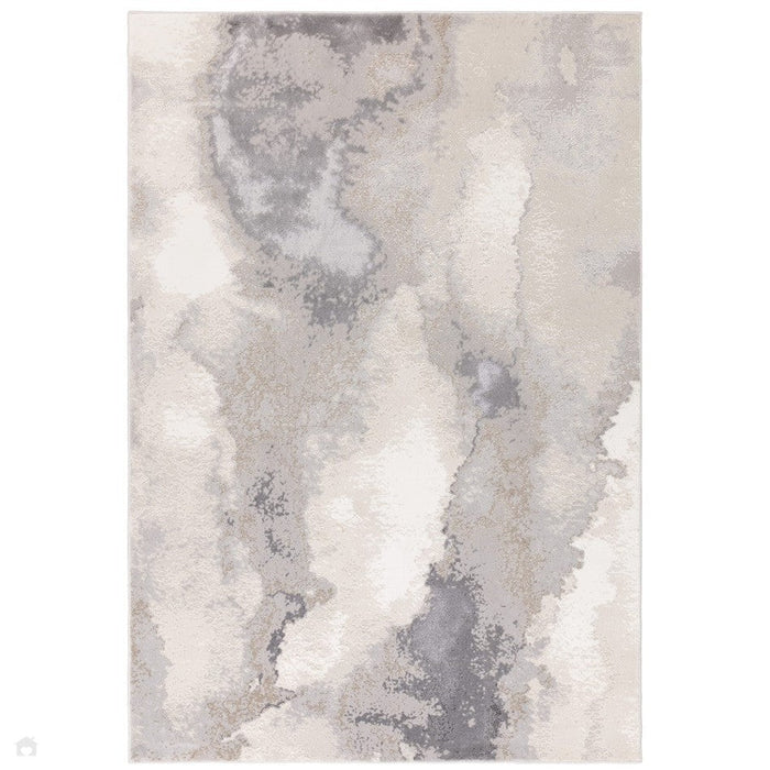 Stellar ST03 Modern Abstract Distressed Metallic Shimmer Hi-Low Textured Sileä Pehmeä Lyhyt Matala Beige/harmaa/kermanvärinen matto