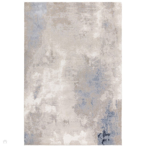 Stellar ST05 Modern Abstract Distressed Metallic Shimmer Hi-Low Textured Flat-Pile Blue Teppe 200 x 290 cm