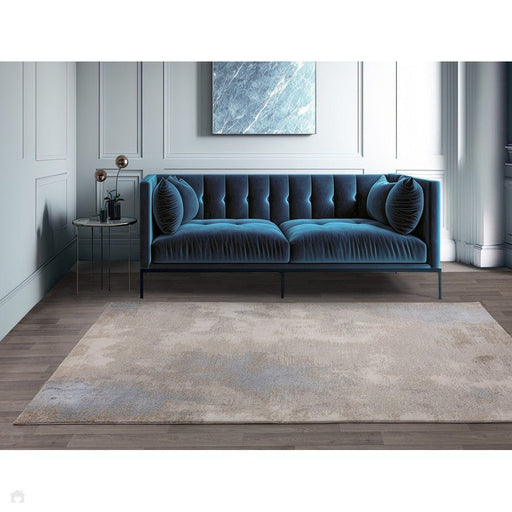 Stellar ST05 Modern Abstract Distressed Metallic Shimmer Hi-Low Textured Flat-Pile Blue Teppe 200 x 290 cm