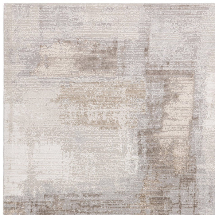 Stellar ST07 Modern Abstract Distressed Metallic Shimmer Hi-Low Textured Sileä Pehmeä Kosketus Lyhyt Matala Harmaa/Beige/ Kermanvärinen matto