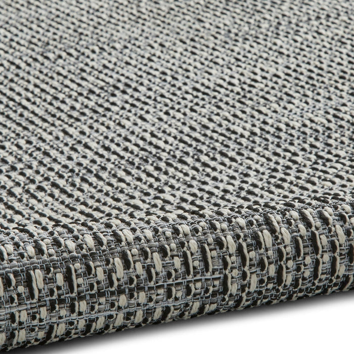 Stitch 9682 Durable Stain-Resistant Weatherproof Flatweave In-Outdoor Silver/Black Rug