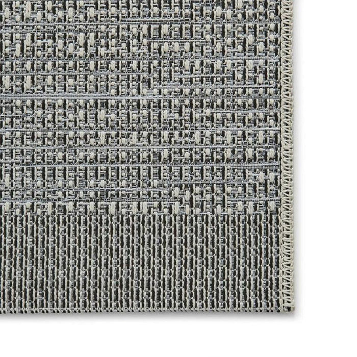 Stitch 9682 Durable Stain-Resistant Weatherproof Flatweave In-Outdoor Silver/Black Rug