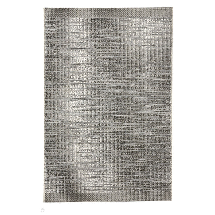 Stitch 9682 Durable Stain-Resistant Weatherproof Flatweave In-Outdoor Silver/Black Rug