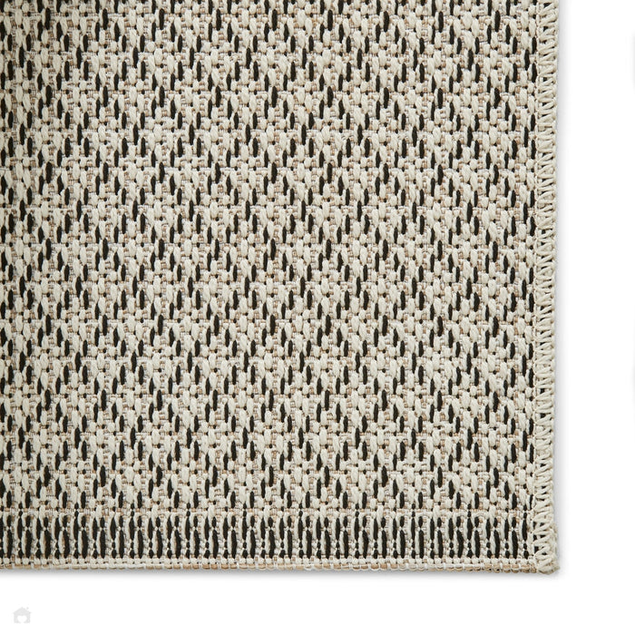 Stitch 9683 Tappeto beige/nero durevole, resistente alle macchie e alle intemperie, a tessitura piatta, per interni ed esterni