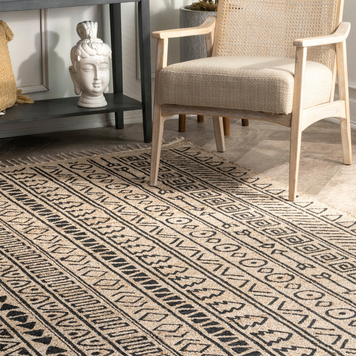 Striped Area Rug 120x180 cm Natural Fiber Design