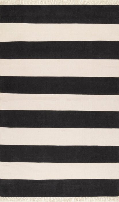 Striped Black Flatweave Tassel Rug 150x230 cm