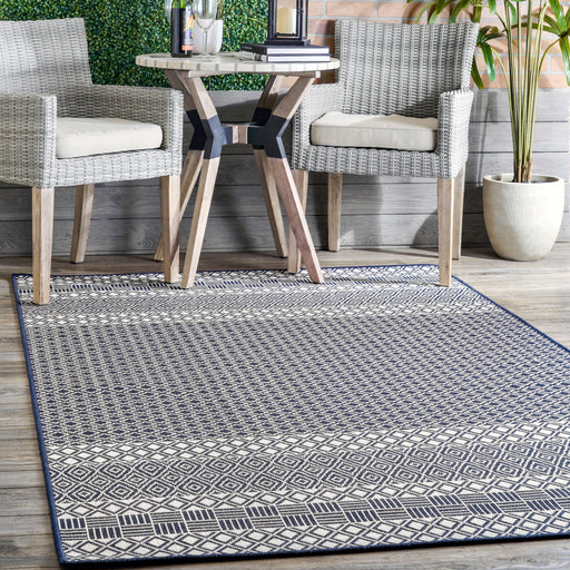 Striped Blue Indoor Outdoor Area Rug 120x180 cm