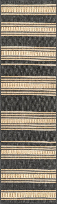 Striped Charcoal Indoor Outdoor Area Rug 120x180 cm