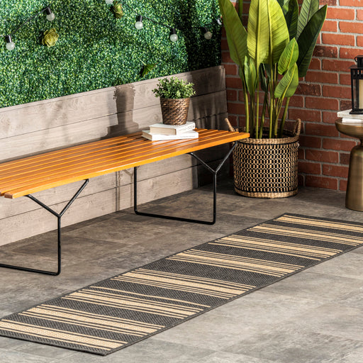 Striped Charcoal Indoor Outdoor Area Rug 120x180 cm