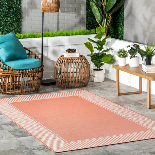 Striped Coral Indoor Outdoor Flatweave Area Rug 120x180 cm