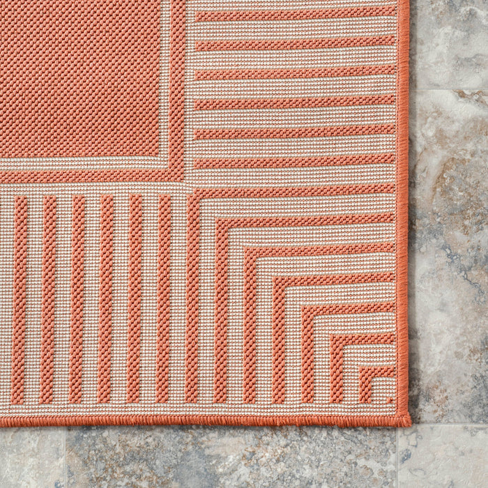 Striped Coral Indoor Outdoor Flatweave Area Rug 120x180 cm